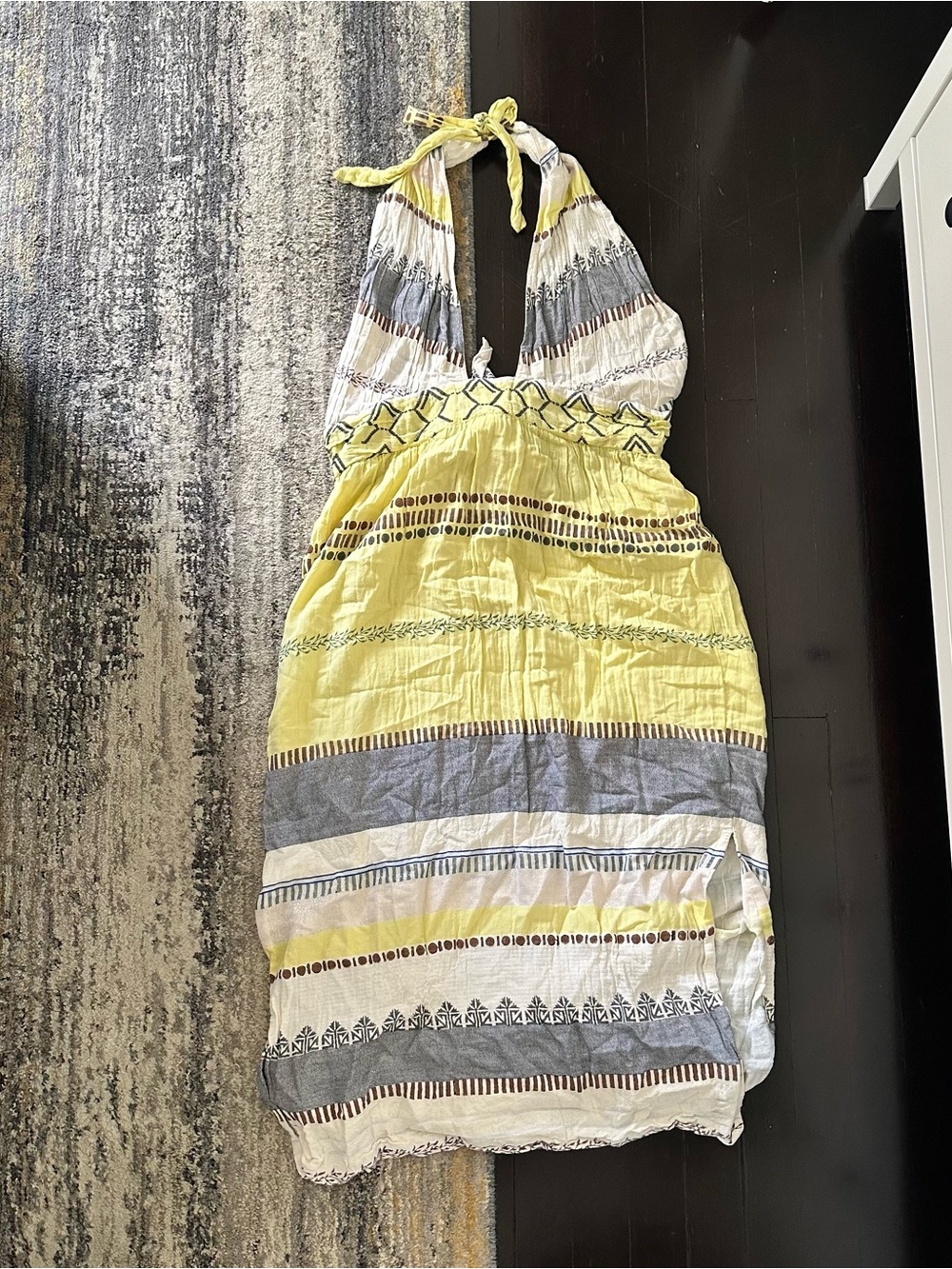 Yellow Halter Stripe Summer Dress